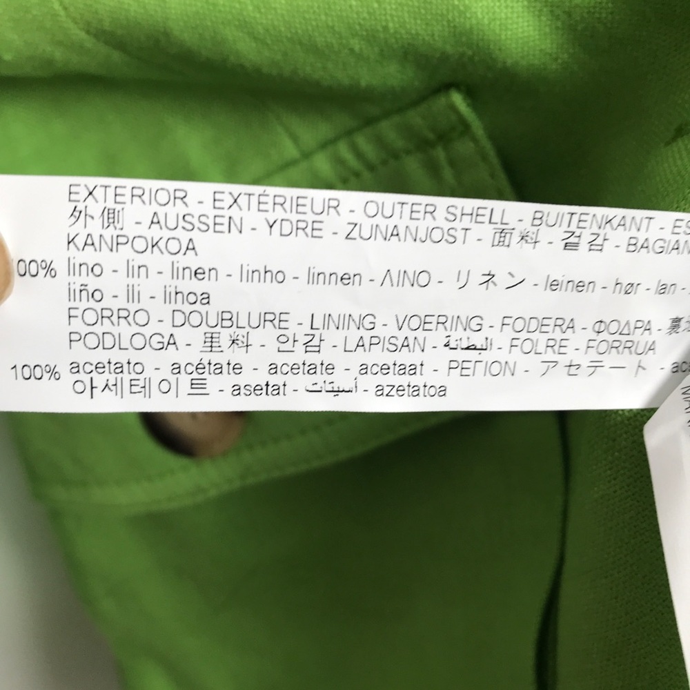 ZARA 100% LINEN SAFARI BLAZER JACKET LIME GREEN BUTTON WOMEMS SMALL - Picture 5 of 10